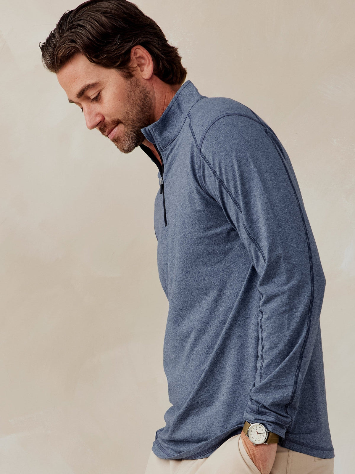 Carrollton Lightweight Quarter Zip - Jaspe
