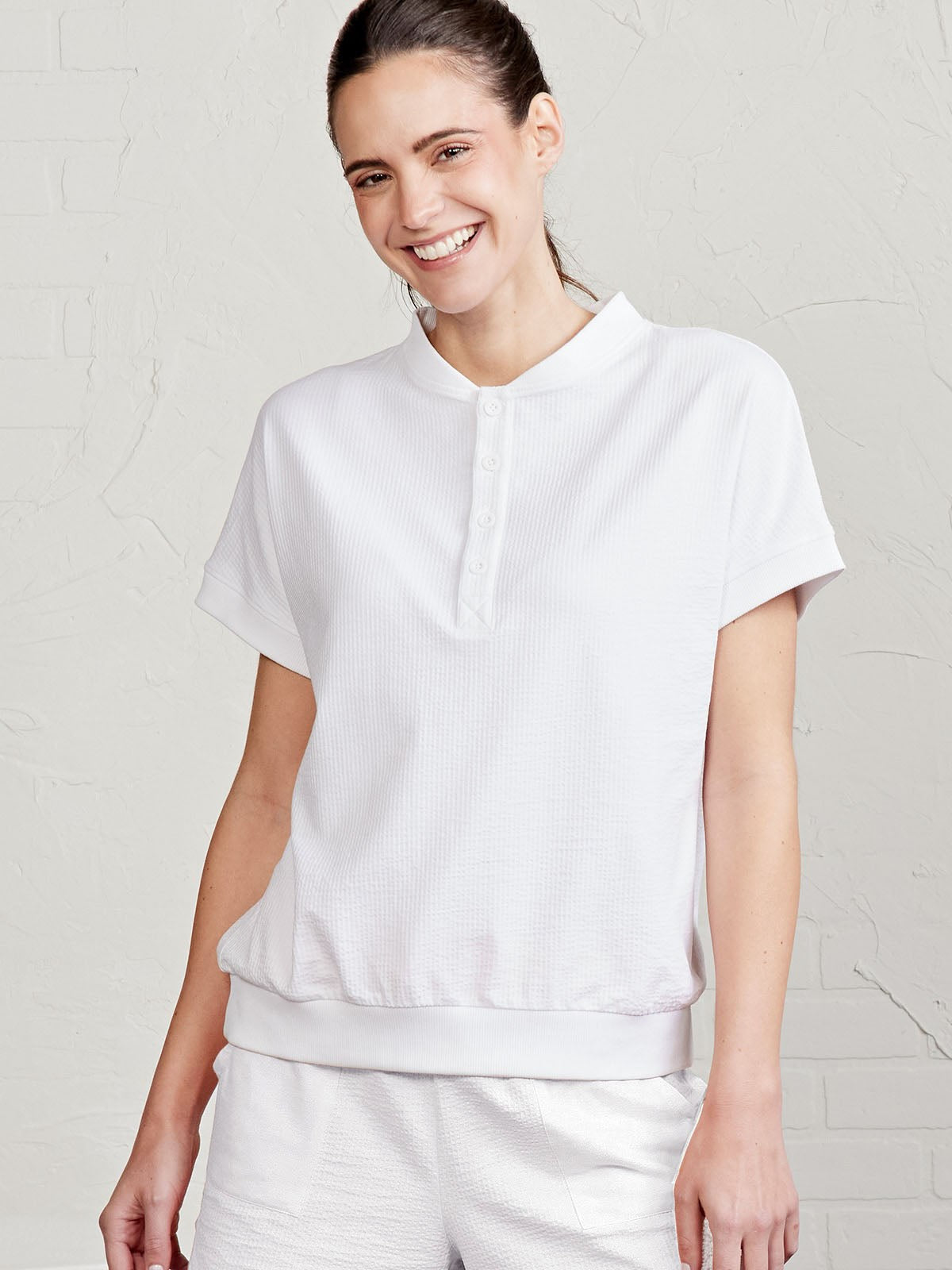 Villa Knit Seersucker Short Sleeve Henley