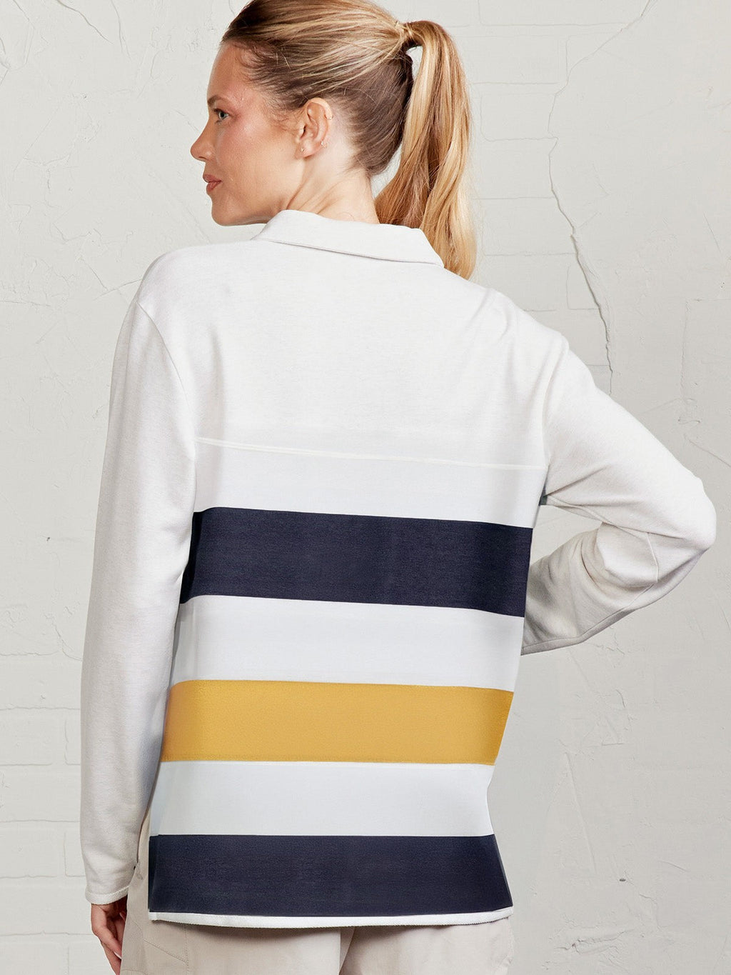 French Terry Polo Sweatshirt - Stripe