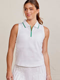 Sleeveless Pique Zip Front Polo